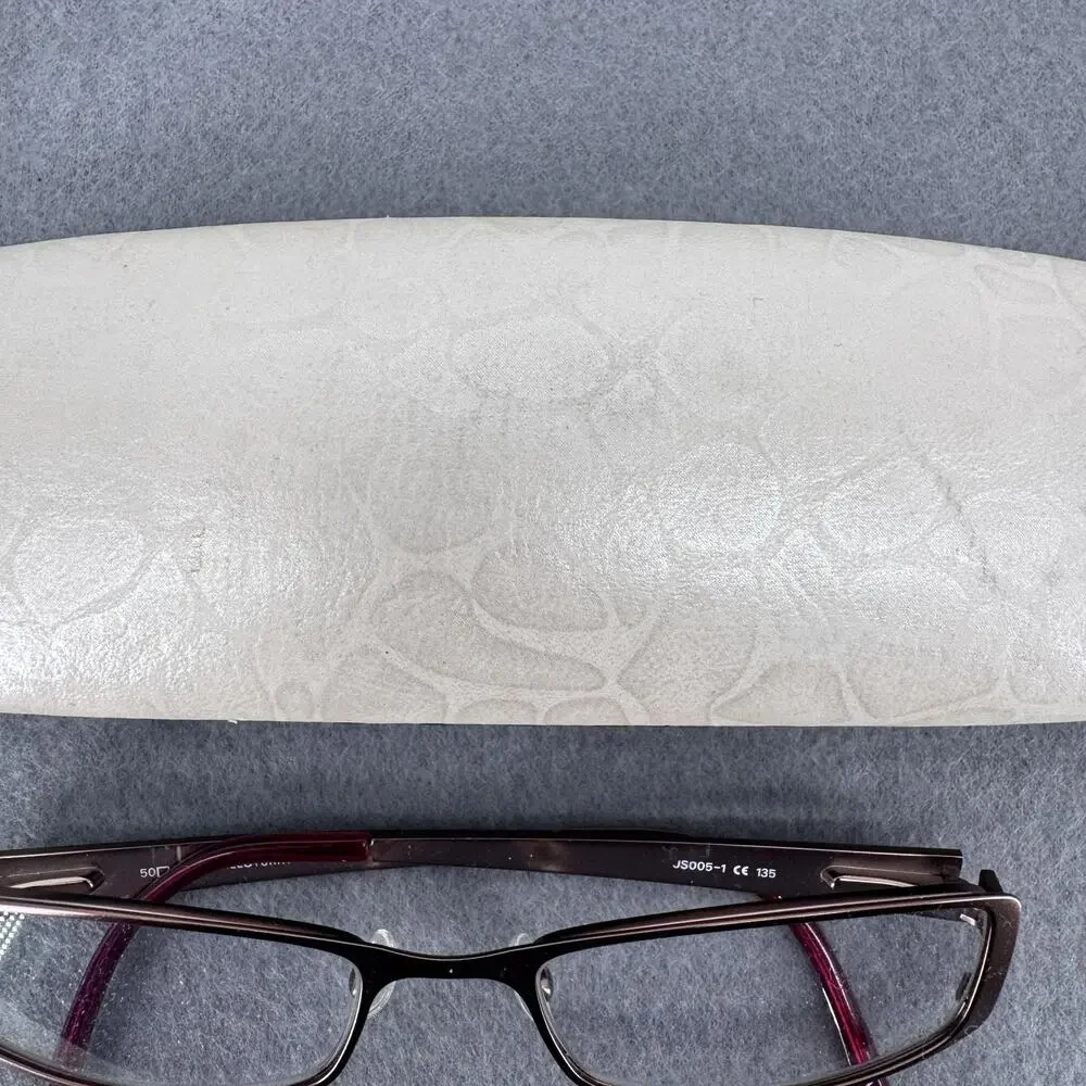 Jill‎ Stuart Eyeglasses Womens Brown Studded Rectangle JS005-1 50-17-135 w/ Case